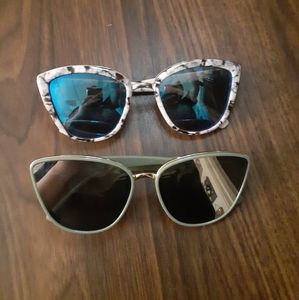 2 pairs of cat eye sunglasses